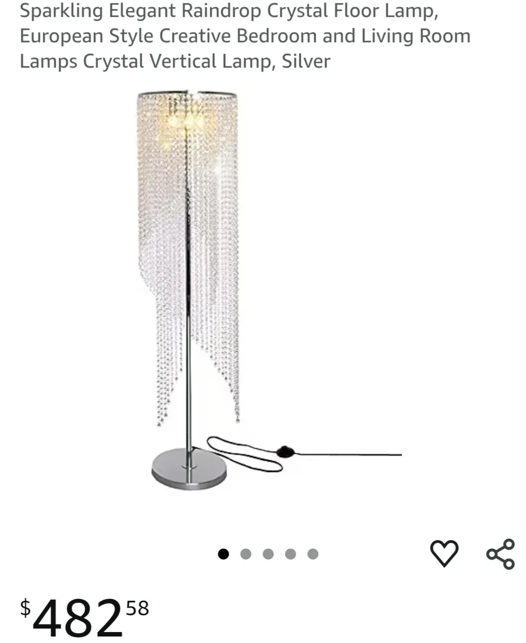 Crystal Raindrop Floor Lamp - 60 Inch thumbnail