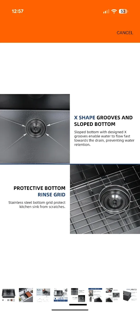 Davivy Kitchen Sink - 30 x 22 x 10 inches image indicator(5)