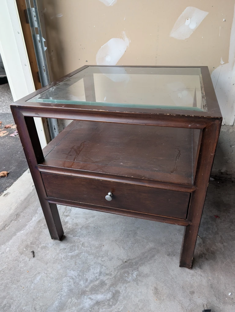 Glass Top End Table with Drawer