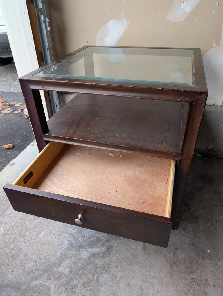 Glass Top End Table with Drawer - photo 2