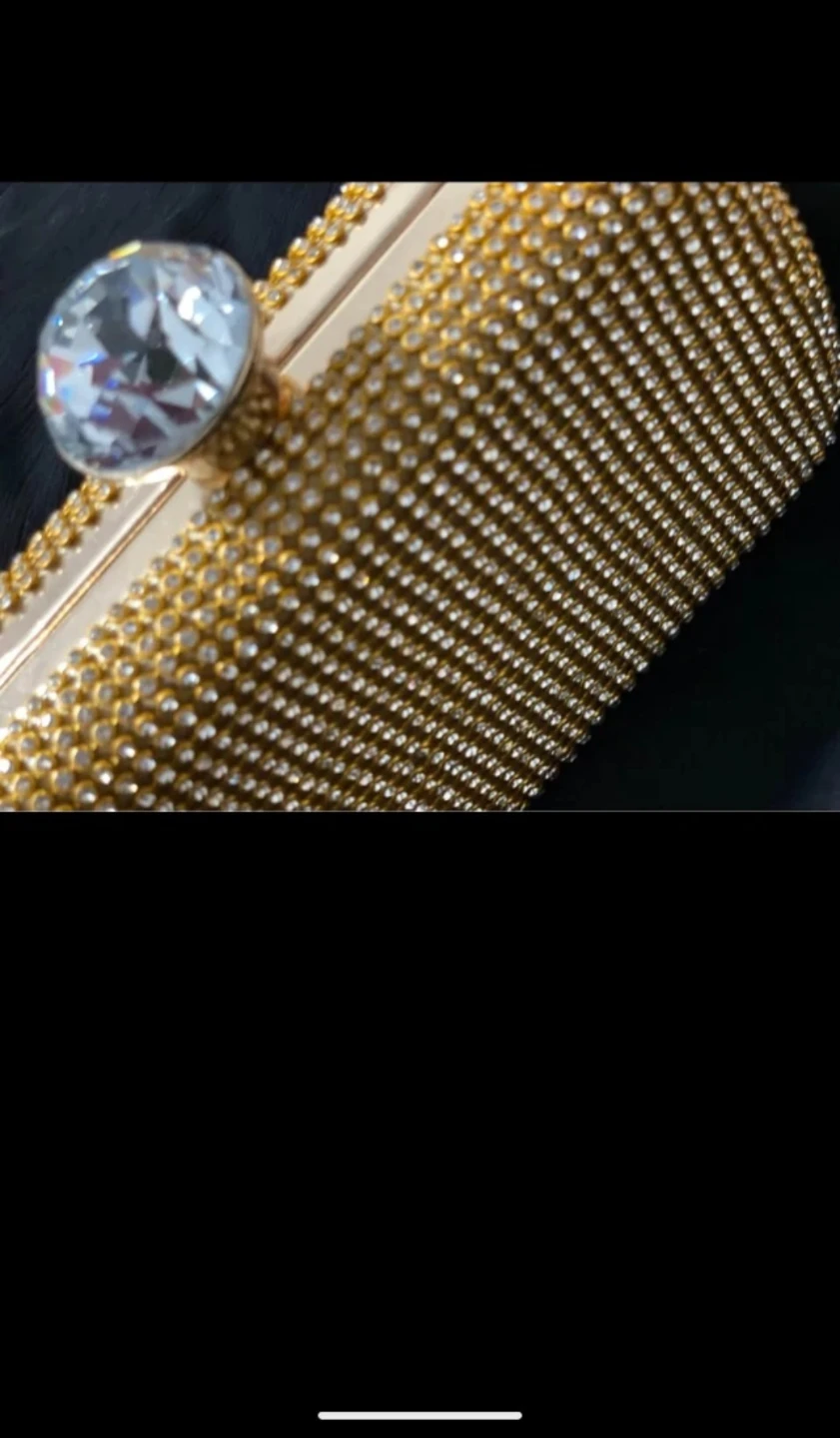 Gold Rhinestone Clutch with Gem Clasp
