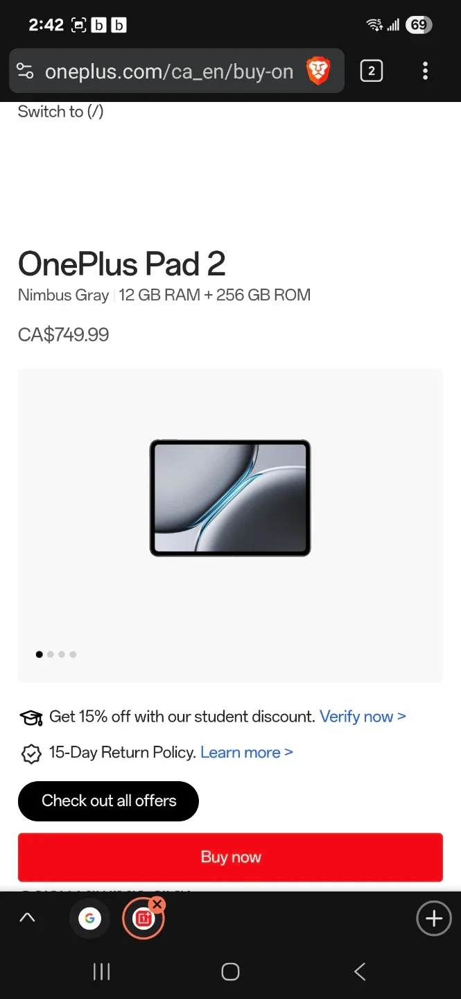 OnePlus Pad 2 - Nimbus Gray - 256GB image indicator(5)