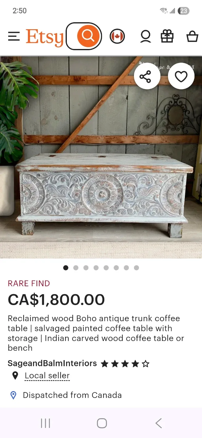 Carved Wooden Storage Trunk image indicator(7)