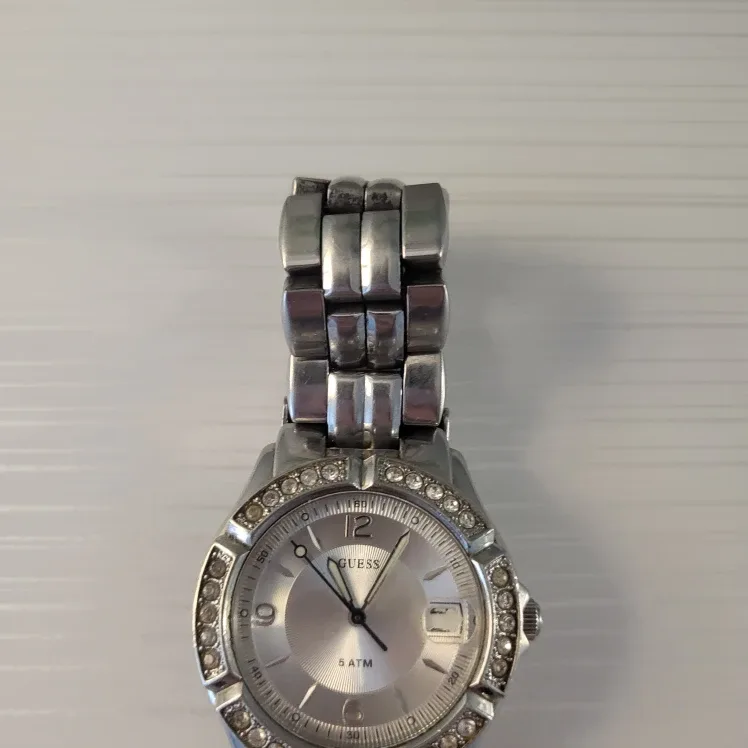 Gently Used! Guess Silver Finish Crystal Watch - Quick Pickup!🚀 image indicator(5)