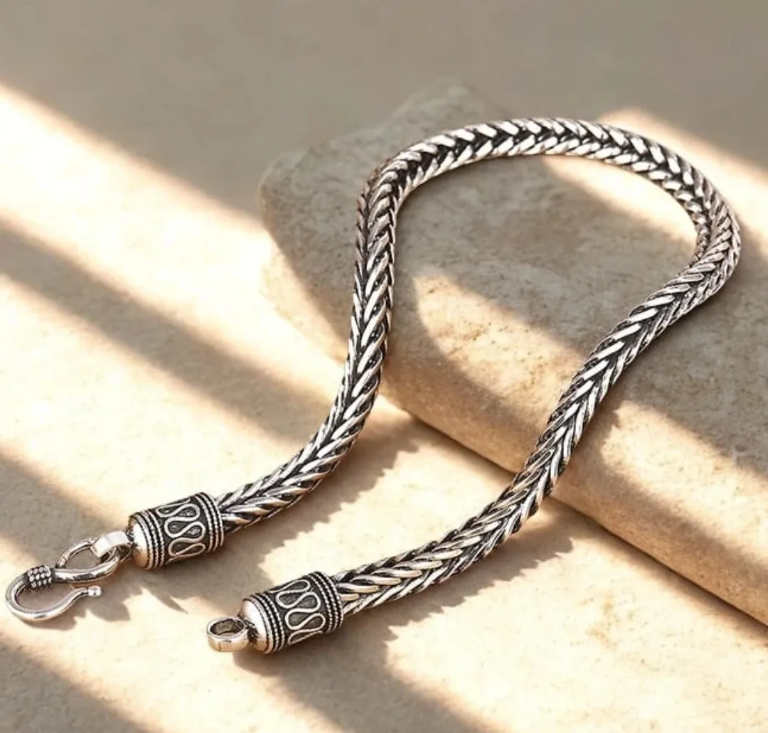 925- Sterling Silver Braided Chain bracelet (Unisex) image indicator(2)