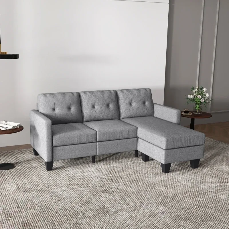 Gray Sectional Sofa with Chaise Lounge