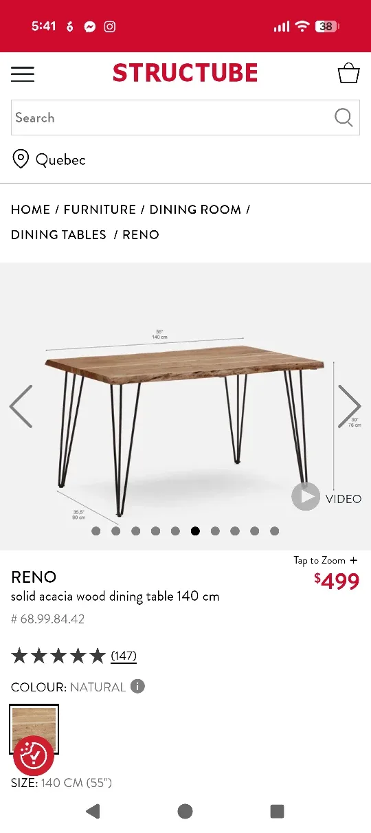 Structube Live Edge wood dining table image indicator(6)