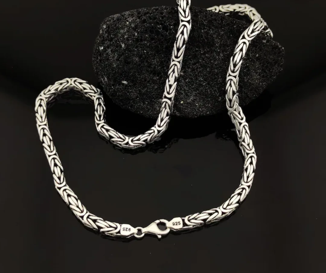 Sterling Silver Necklace & Bracelet Set Bizantine Chain