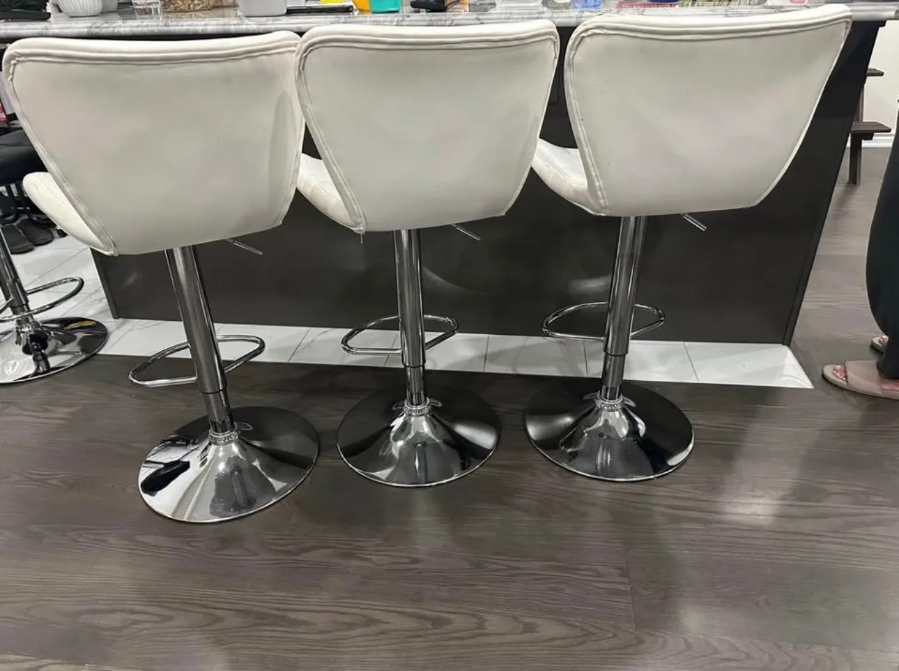 Set of 3 White Bar Stools