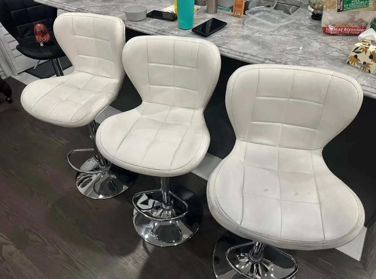 Set of 3 White Bar Stools image indicator(3)