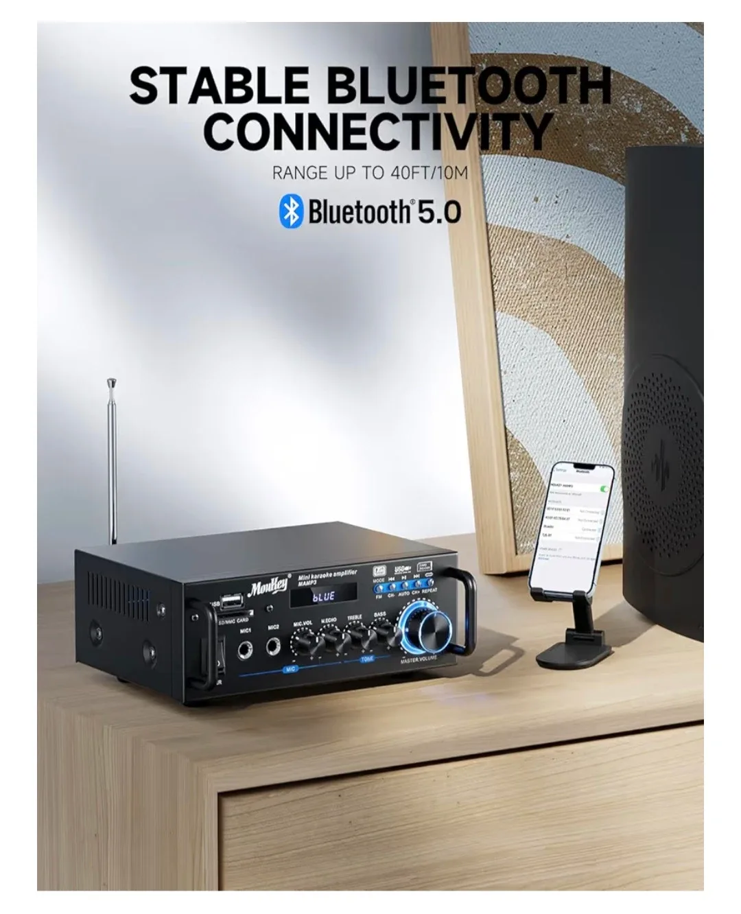 Moukey MAMP3 BLUETOOTH Mini Karaoke 400 Watt Amplifier. image indicator(6)