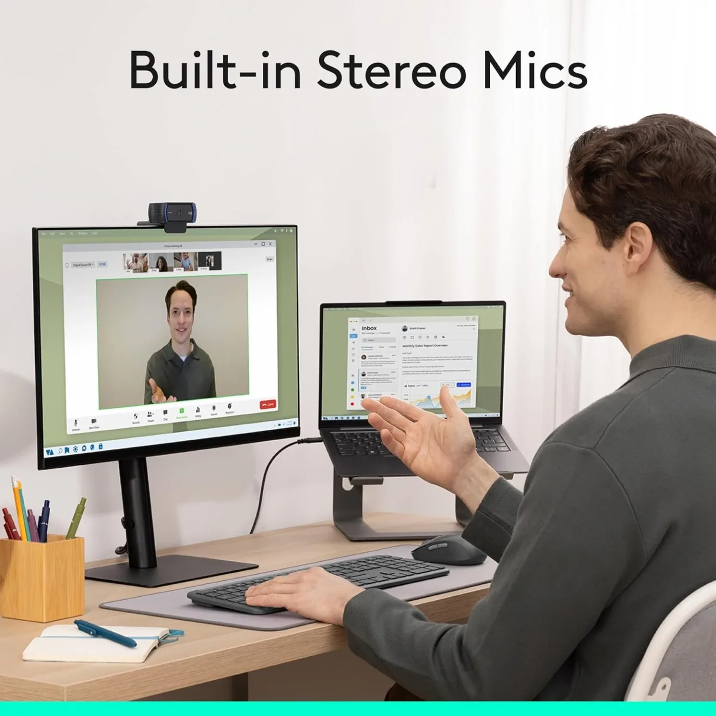 Logitech C920x HD Pro PC Webcam, Full HD 1080p/30fps Video image indicator(4)