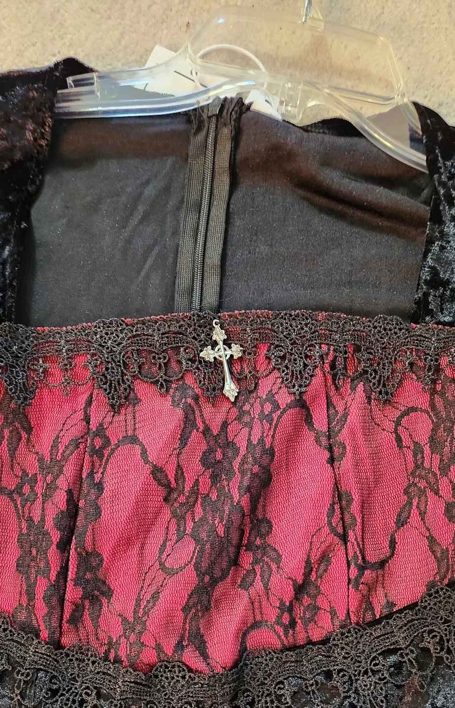 Black & Red Lace Gothic Dress thumbnail