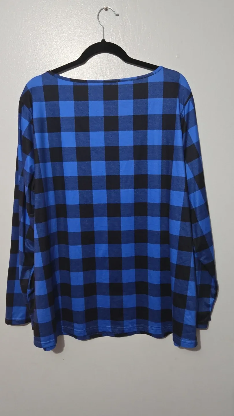 Blue & Black Buffalo Plaid Long Sleeve Top image indicator(2)