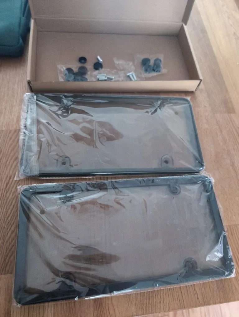 New Black License Plate Frames with Hardware