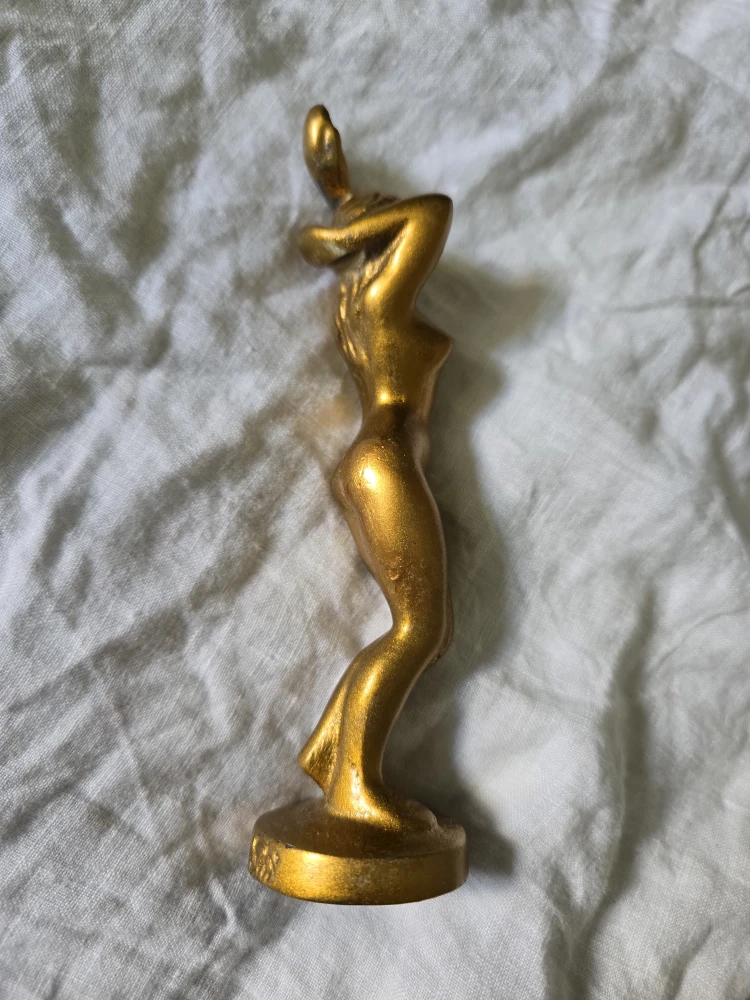 VINTAGE BARWARE Brass  Gold Woman Statue Bottle Opener Display