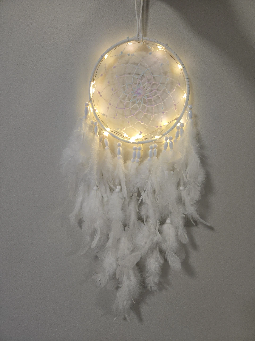 White Dream Catcher with Lights, gift