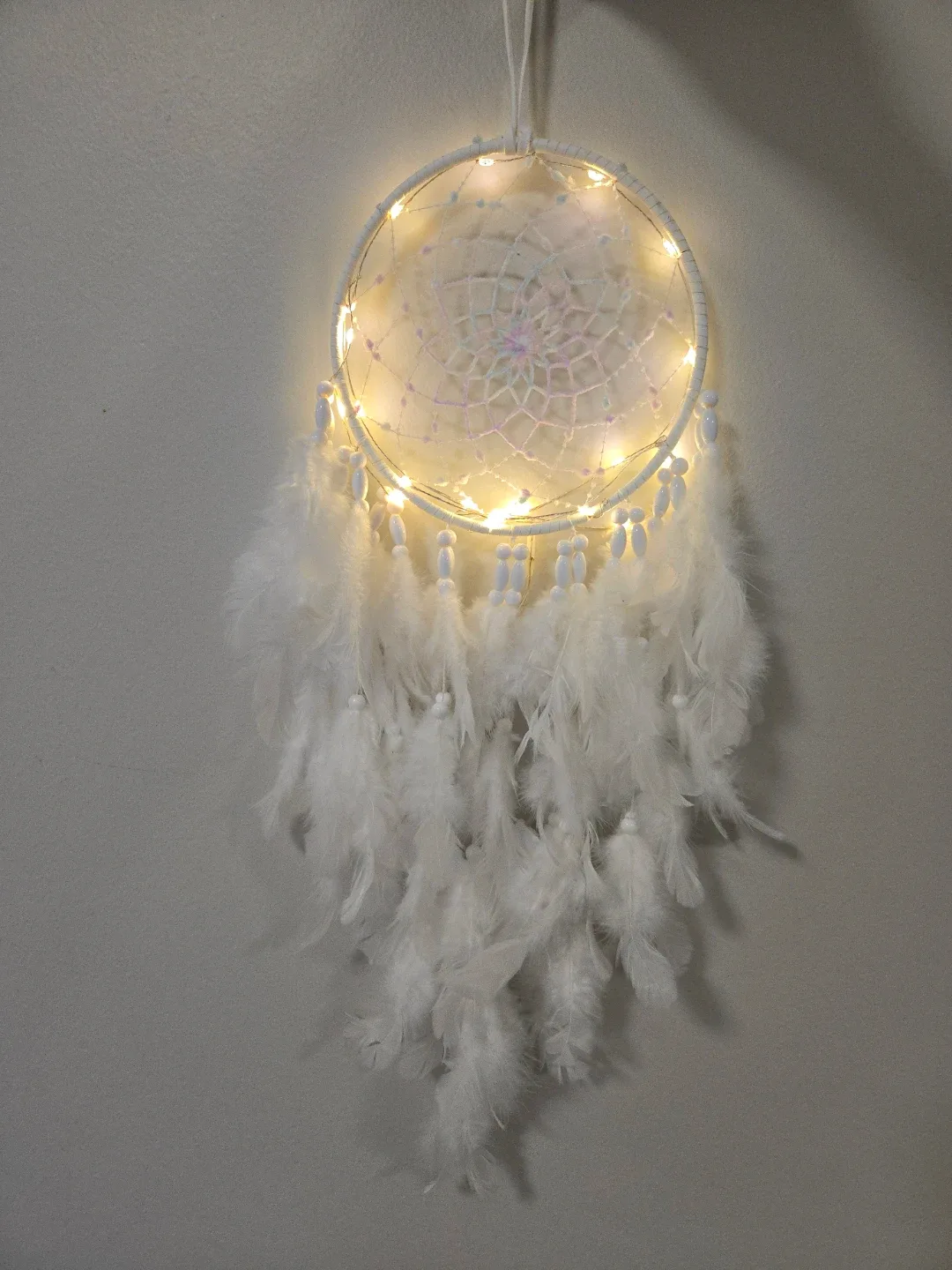White Dream Catcher with Lights, gift