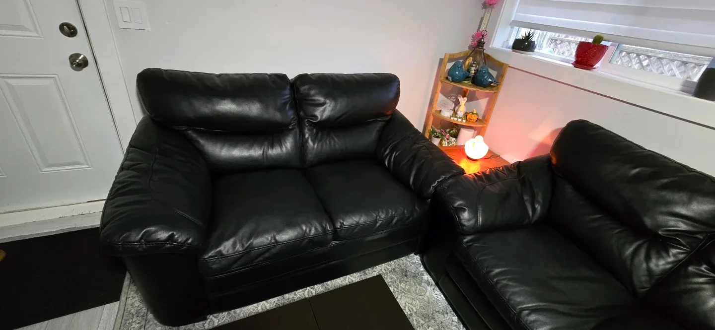 Black Leather Sofa & Loveseat Set