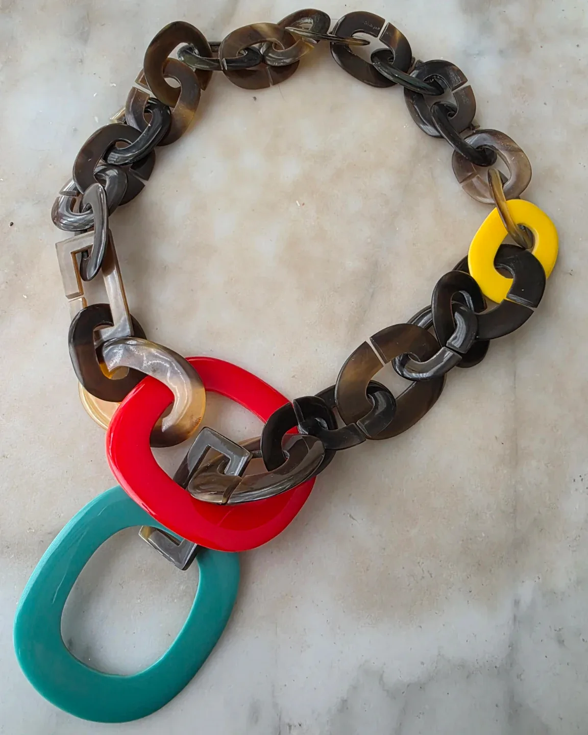 Handmade Buffalo Horn Chunky Chain Necklace - 87cm Length