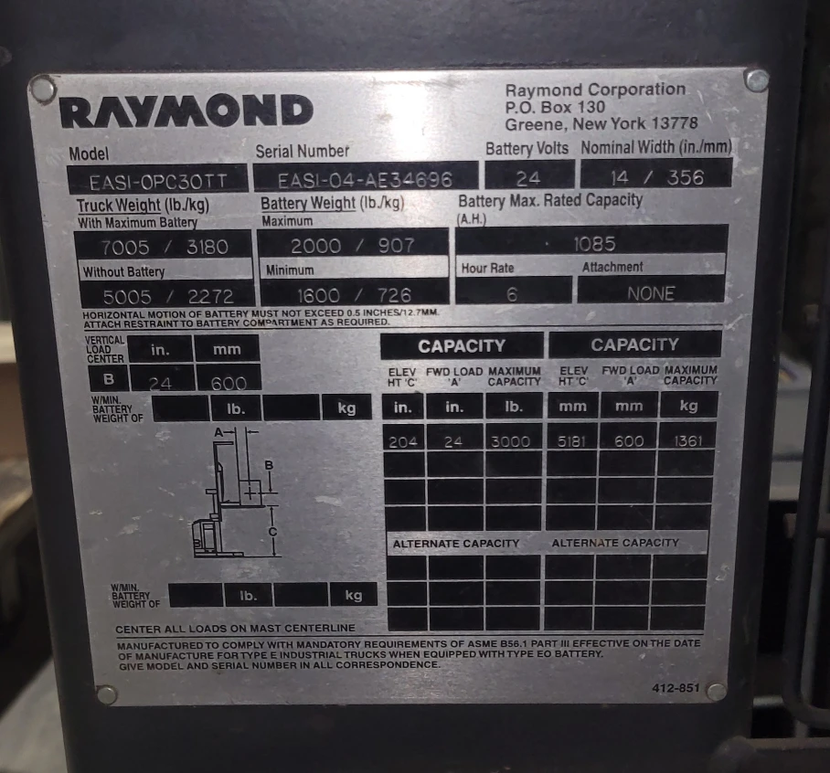 Raymond order picker EASI-OPC30TT Forklift- needs repair - photo 5