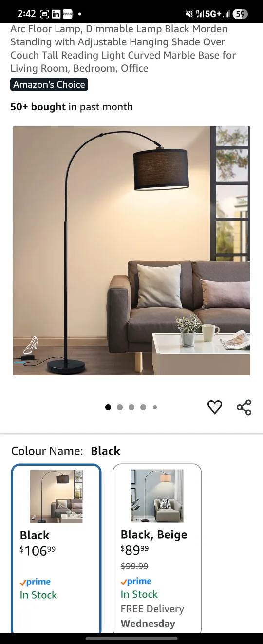 Arc Floor Lamp - Black, Adjustable