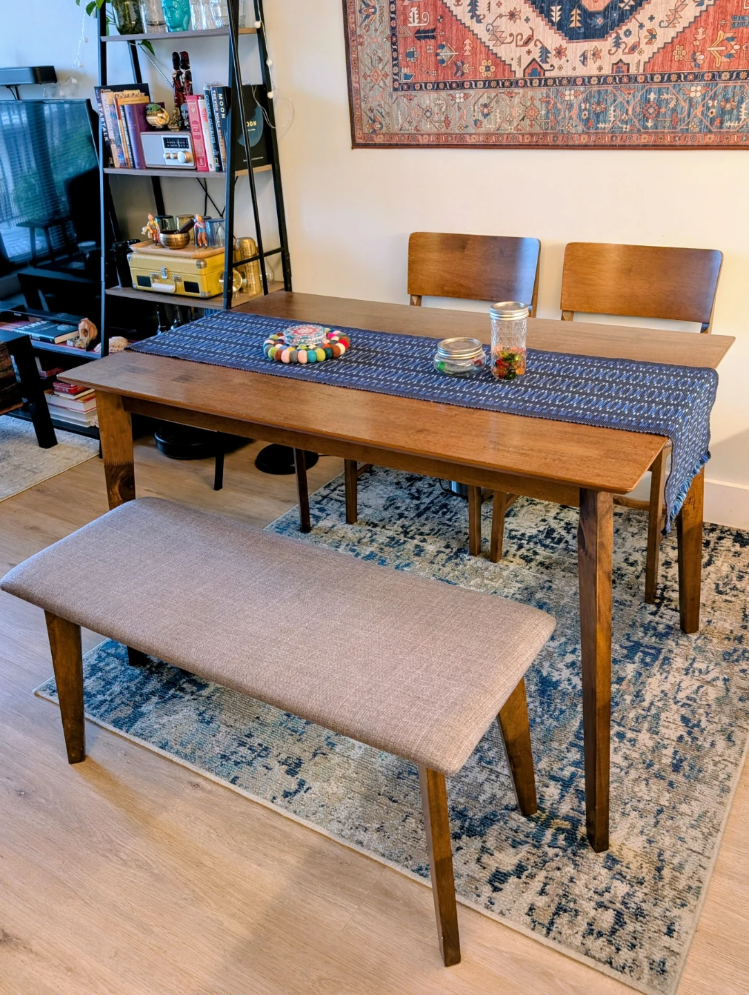 Wood Dining Table with 2 Chairs and Bench 🥕