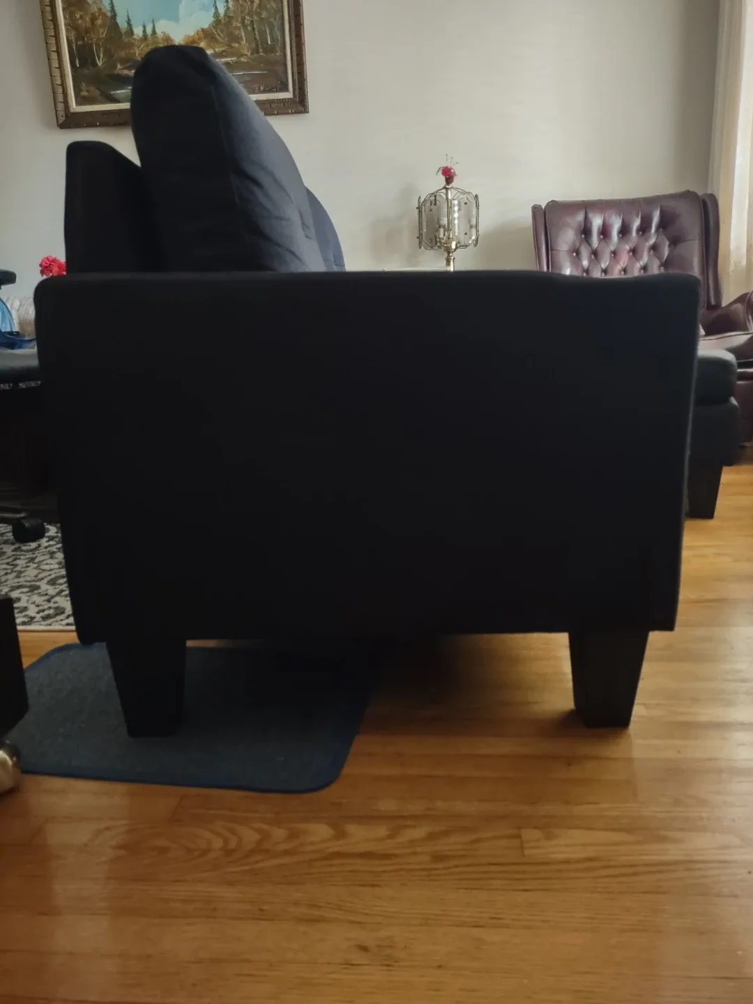 Black Fabric Sectional Sofa With Floating Ottoman image indicator(5)