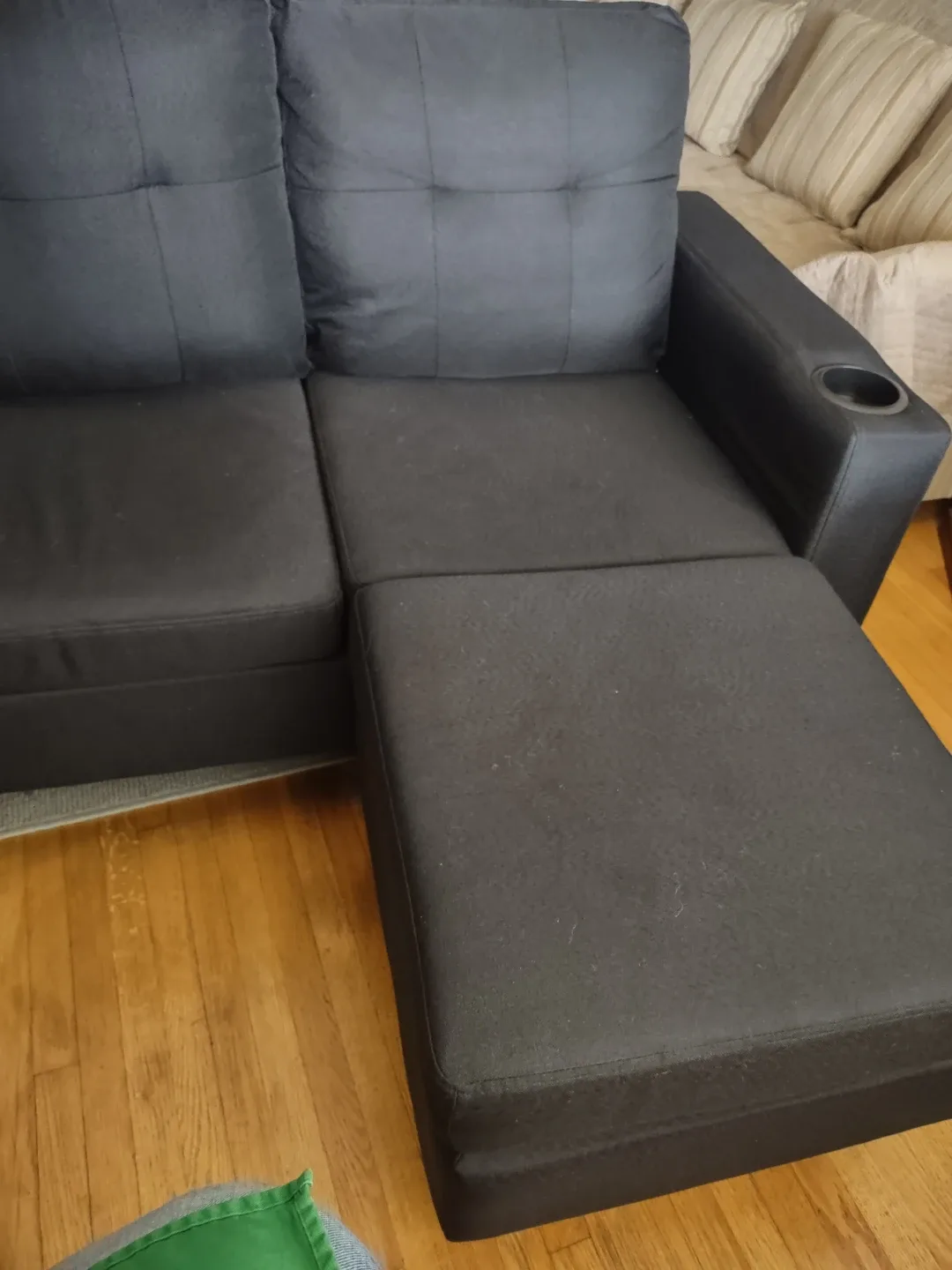 Black Fabric Sectional Sofa With Floating Ottoman image indicator(7)