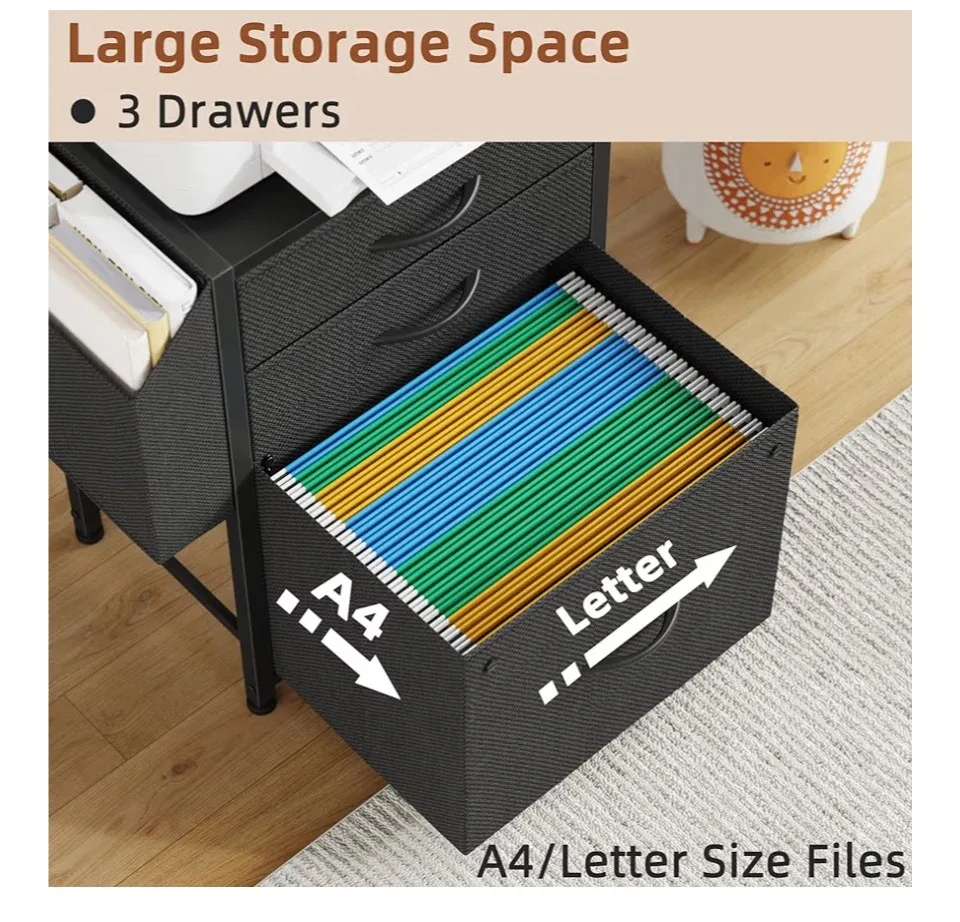 HIGDBFE 3-Drawer File Cabinet with Charging Station🥕 image indicator(8)