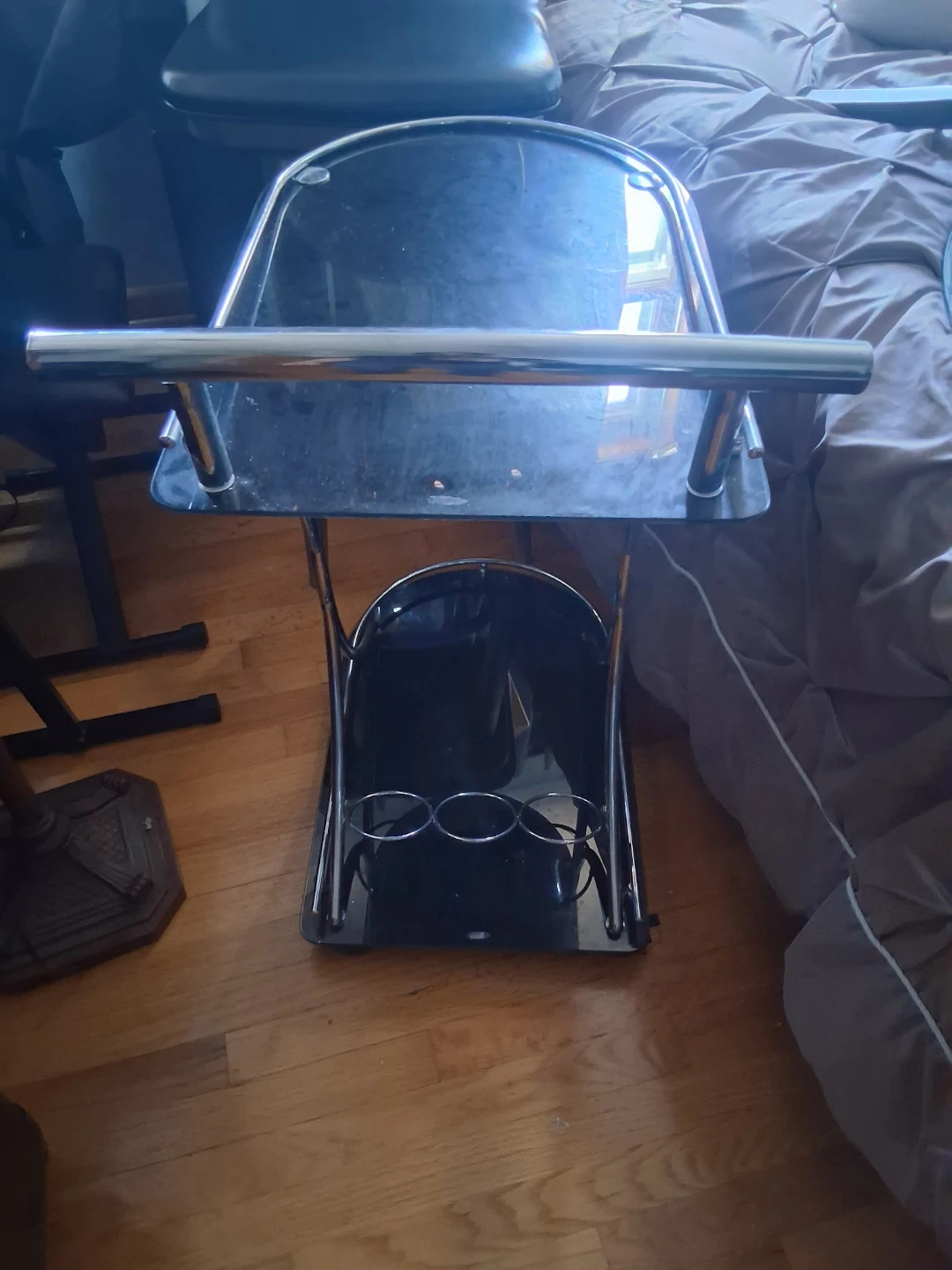 Black Glass Top Bar Cart - photo 2