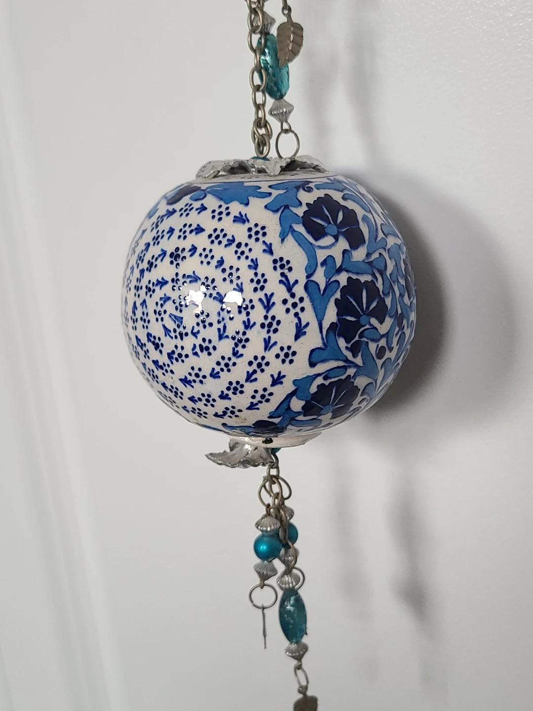 Blue & White Ceramic Hanging Ornament from Türkiye, 🥕