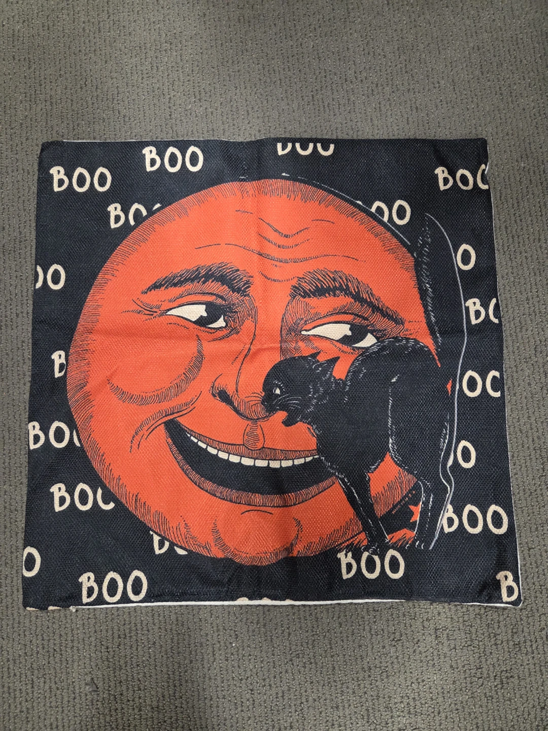 Halloween Throw Pillow - Boo & Cat Design