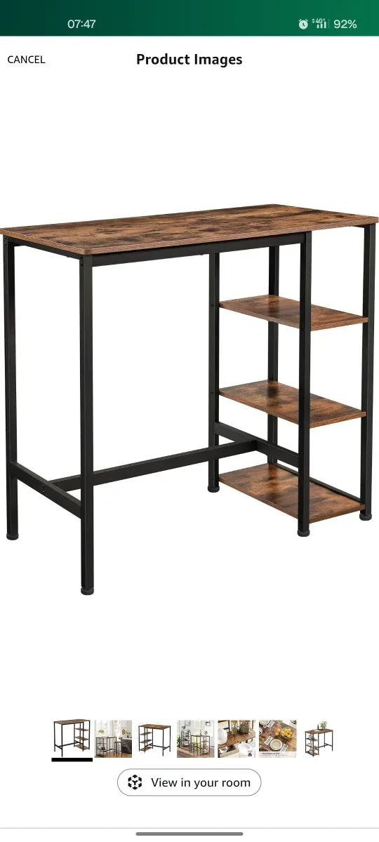 Bar Table with 3 Storage Shelves - Rustic Brown image indicator(2)