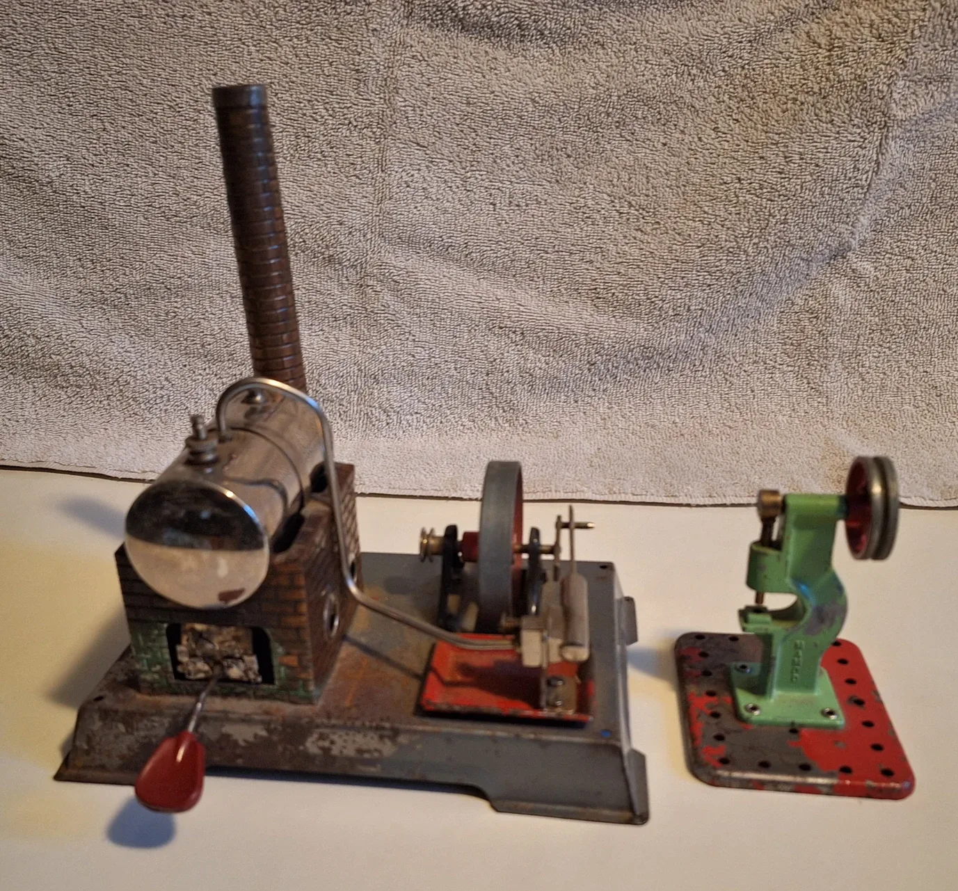 Vintage Toy Steam Engine & Punch Press image indicator(2)