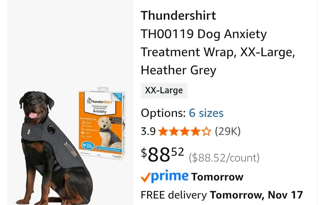 Thundershirt Dog Anxiety Wrap, XX-Large, Heather Grey image indicator(3)