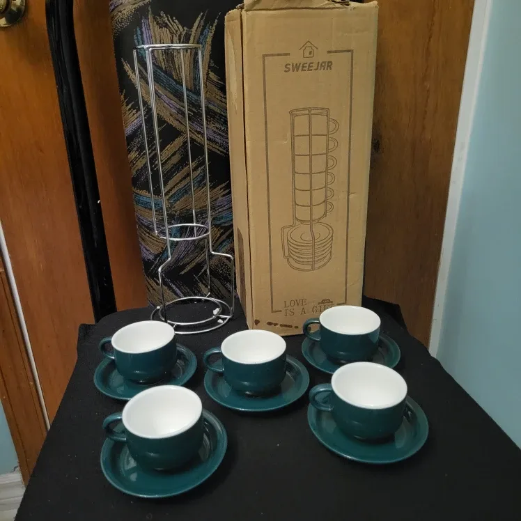 Sweejar Espresso Cup Set with Stand, Green