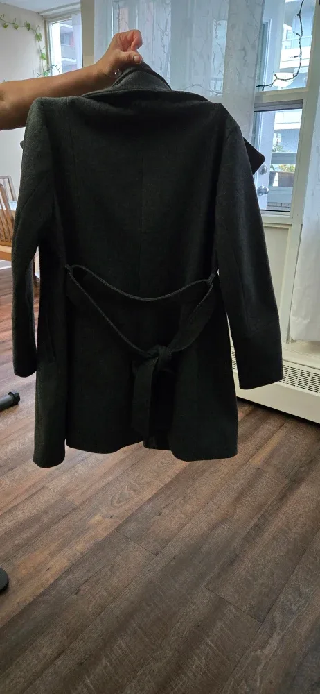 Grey Wool Blend Coat with Belt XL image indicator(6)