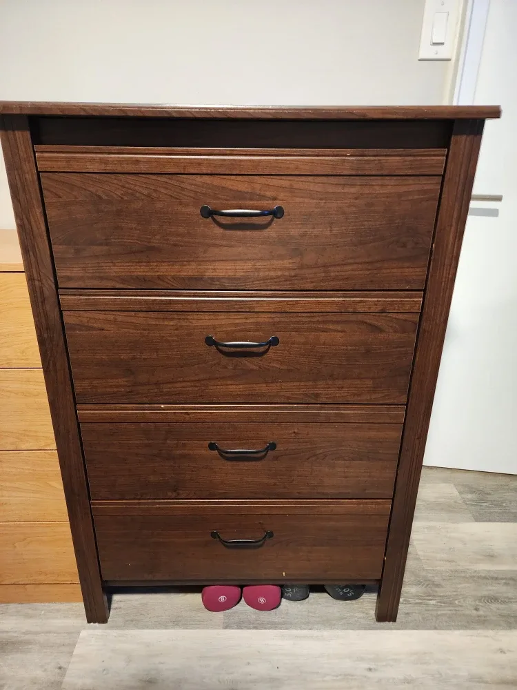 Brown Wood 4-Drawer Dresser