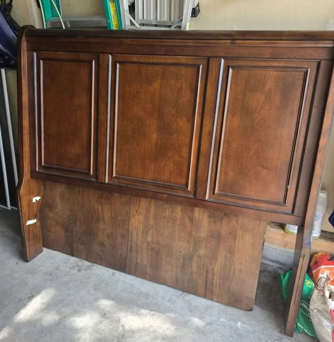Dark Wood Sleigh Bed Frame with Storage - photo 3