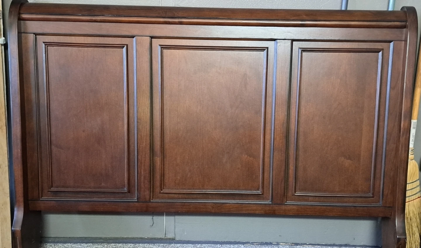 Dark Wood Sleigh Bed Frame with Storage - photo 5