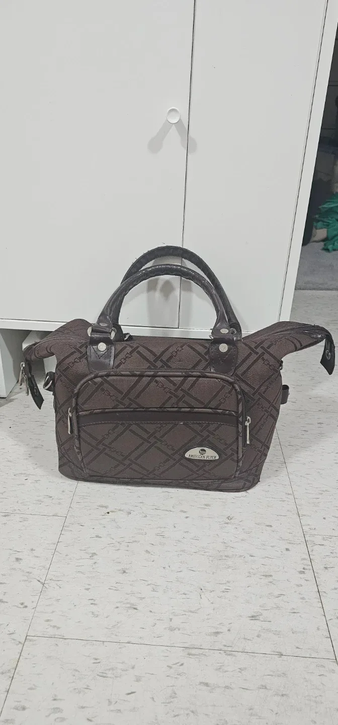 American Flyer Brown Patterned Handbag 🥕 🥕 🥕 🥕 🥕 thumbnail