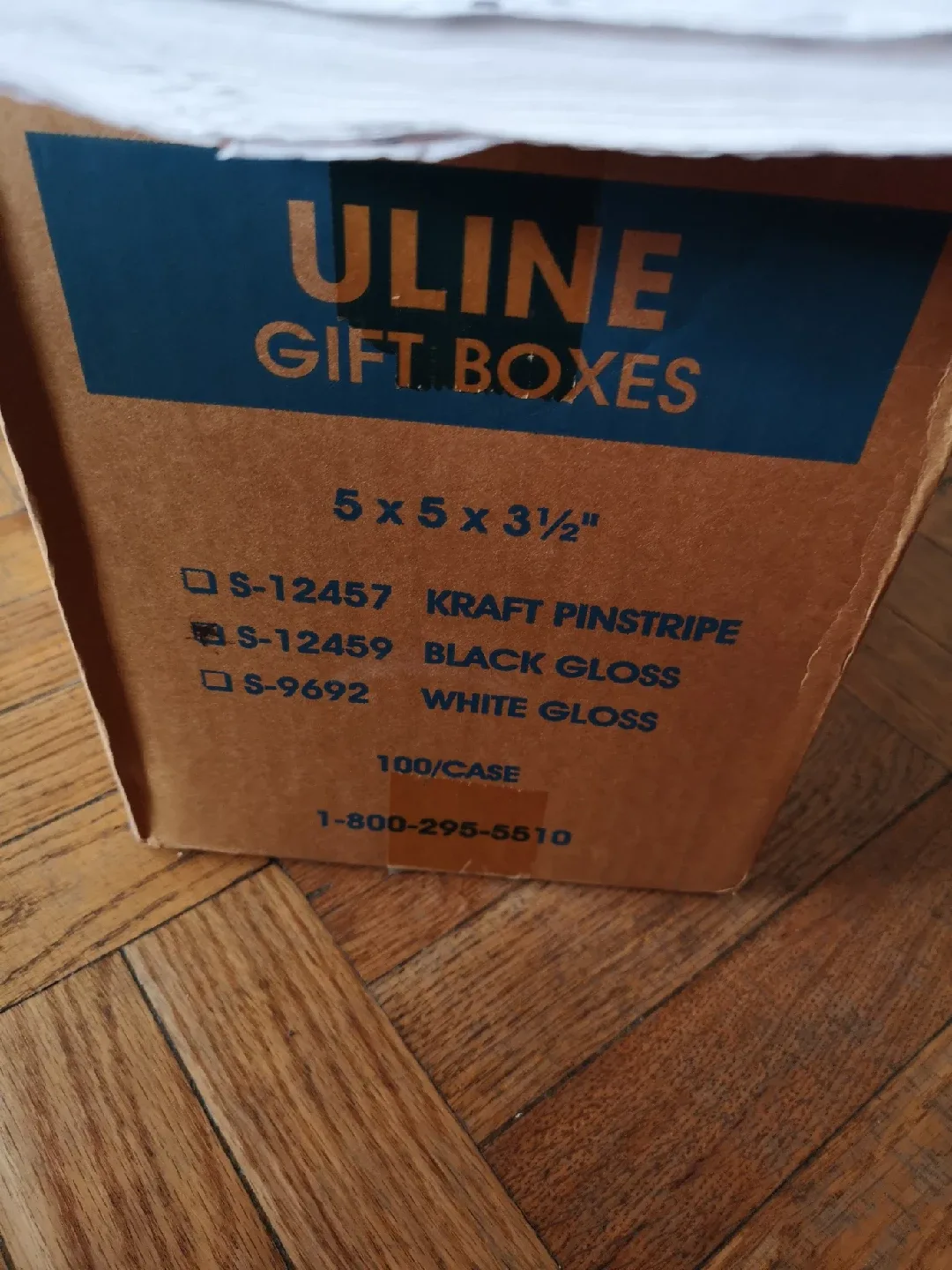 Uline Gift Boxes - Black Gloss 5x5x3.5" image indicator(2)