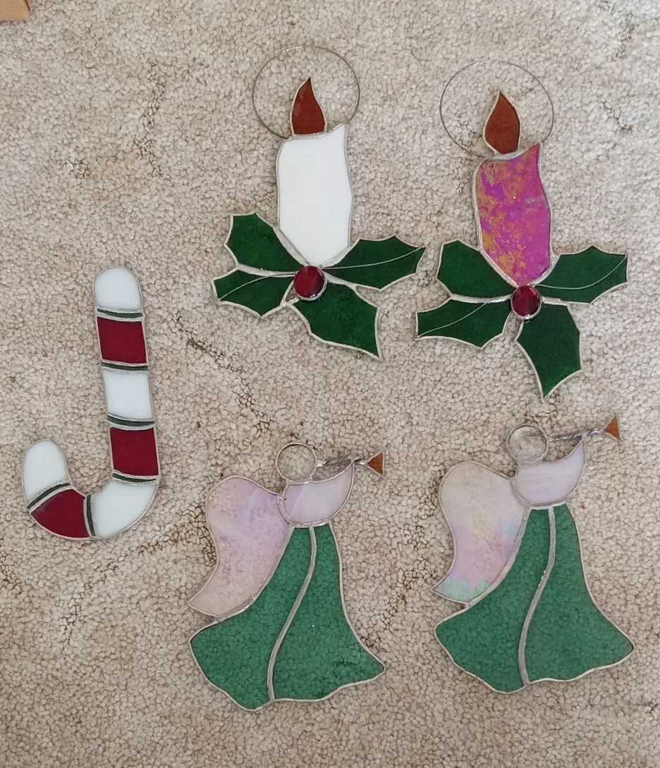 Stained Glass Christmas Ornaments - (suncatcher) - 5 pcs