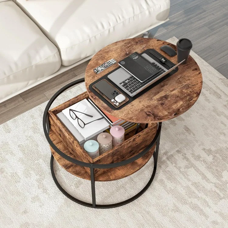 Round Lift Top Coffee Table with Storage