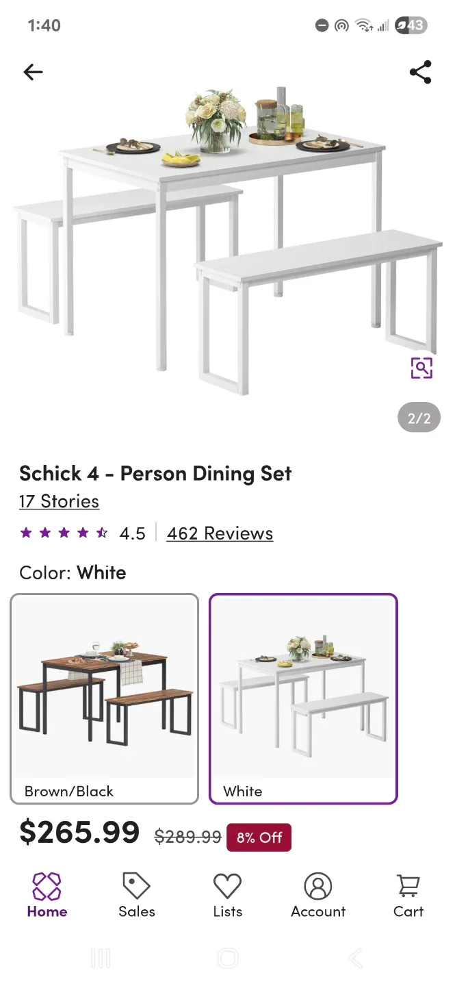 Schick 4-Person White Dining Set 🥕 image indicator(2)
