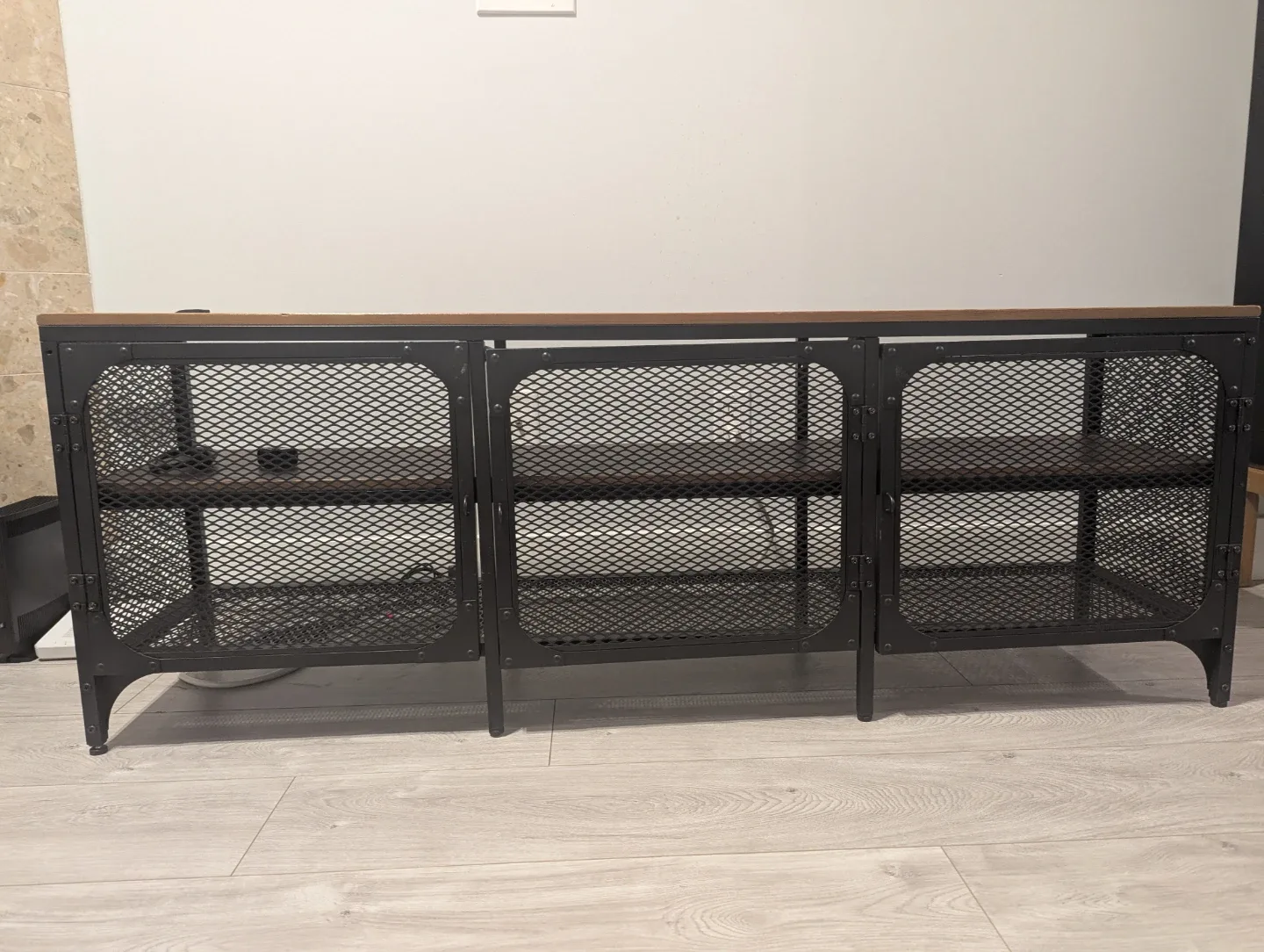 Ikea FJALLBO TV Bench -Black Metal & Wood TV Stand image indicator(2)