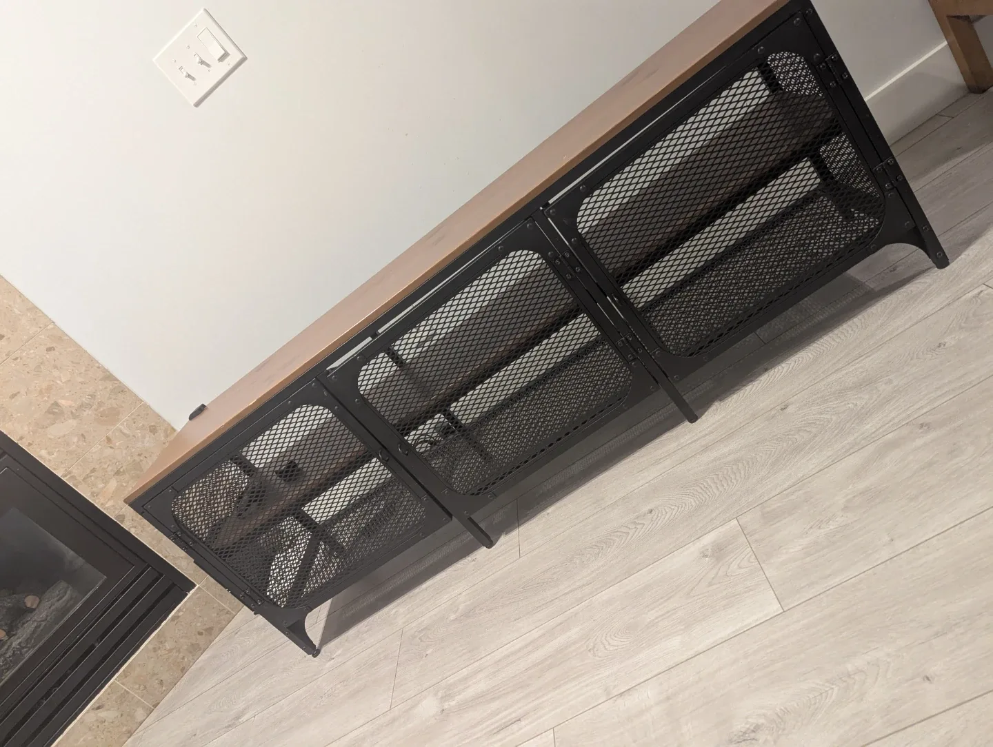 Ikea FJALLBO TV Bench -Black Metal & Wood TV Stand image indicator(3)