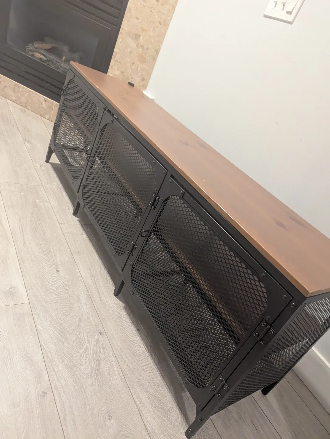 Ikea FJALLBO TV Bench -Black Metal & Wood TV Stand image indicator(5)