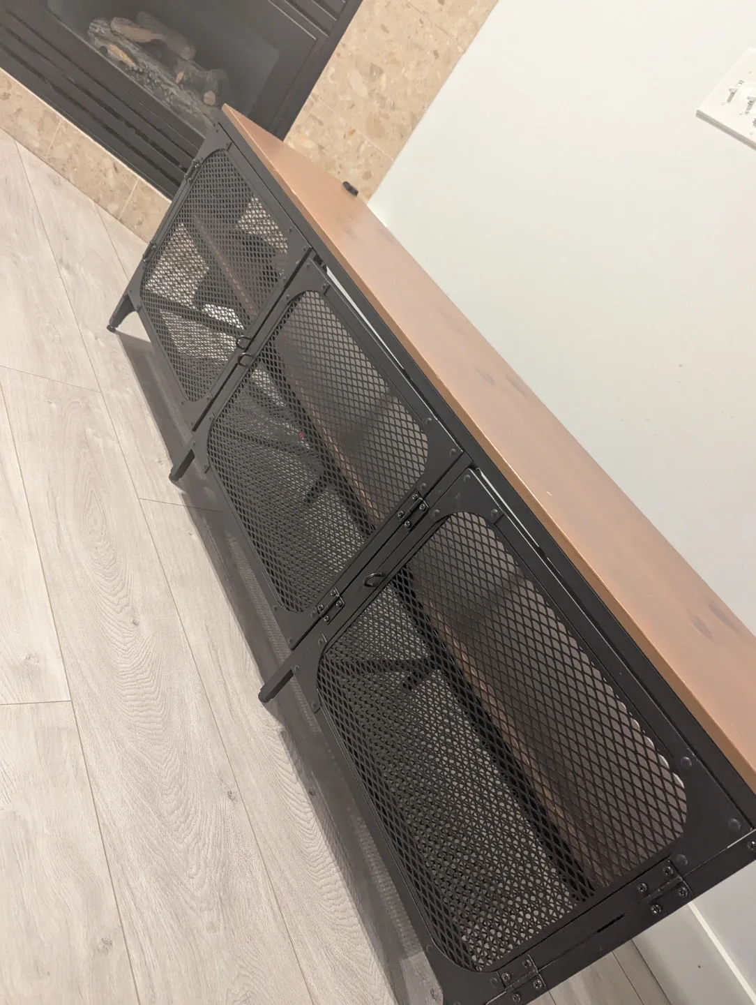 Ikea FJALLBO TV Bench -Black Metal & Wood TV Stand image indicator(6)